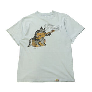 Vintage 80s Kilban Cat Crazy Shirt Cat Guitar Graphic T-Shirt Size M